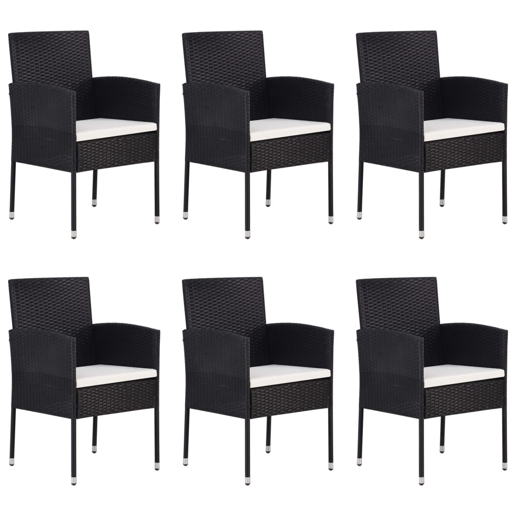 NNEVL 7 Piece Garden Dining Set Black-3