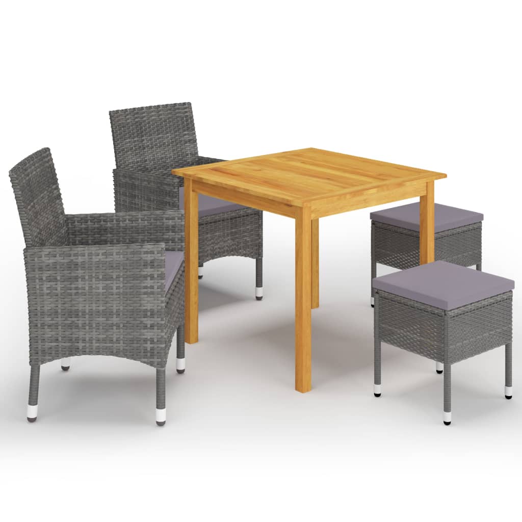 NNEVL 5 Piece Garden Dining Set Grey-0