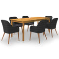 NNEVL 7 Piece Garden Dining Set Black-0
