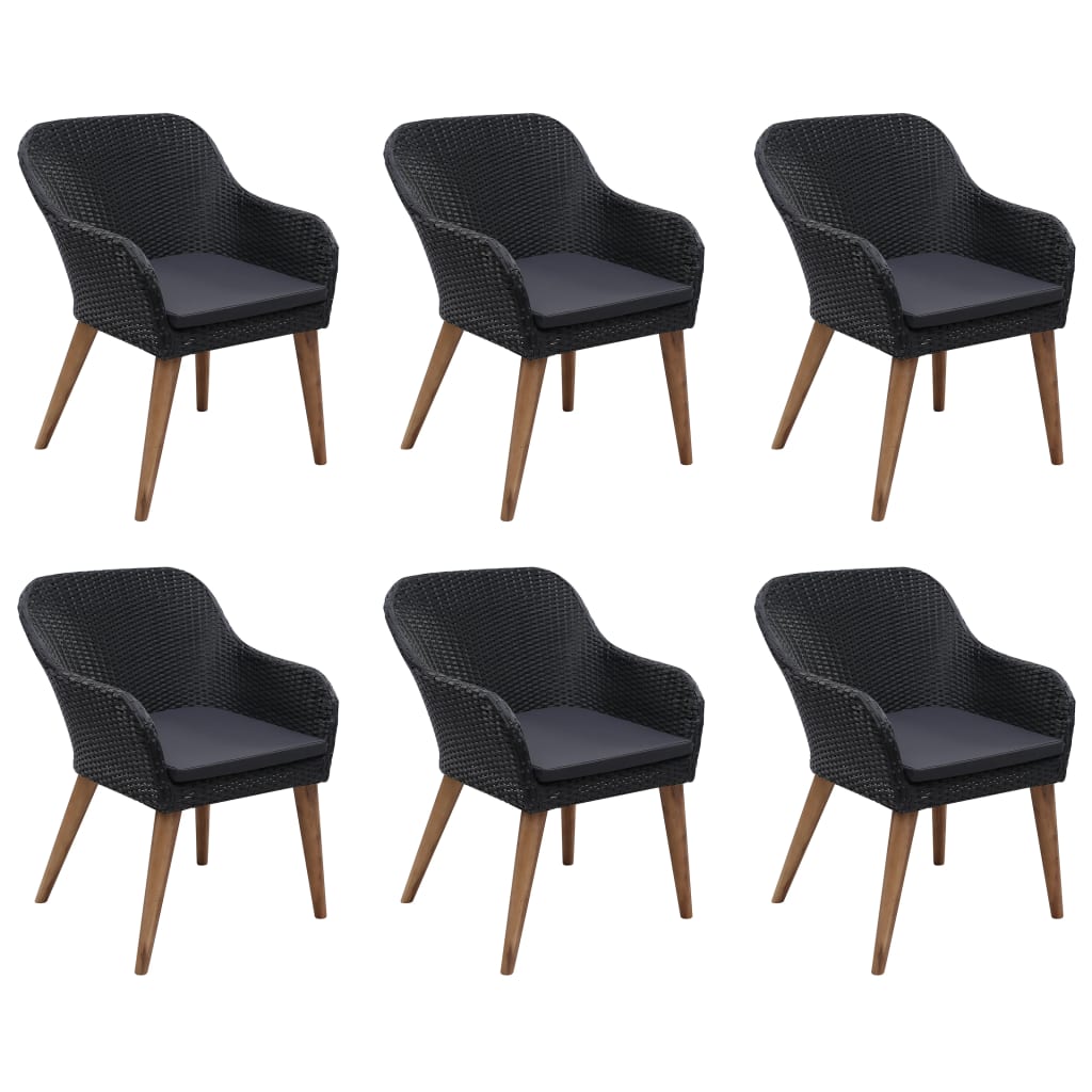 NNEVL 7 Piece Garden Dining Set Black-3