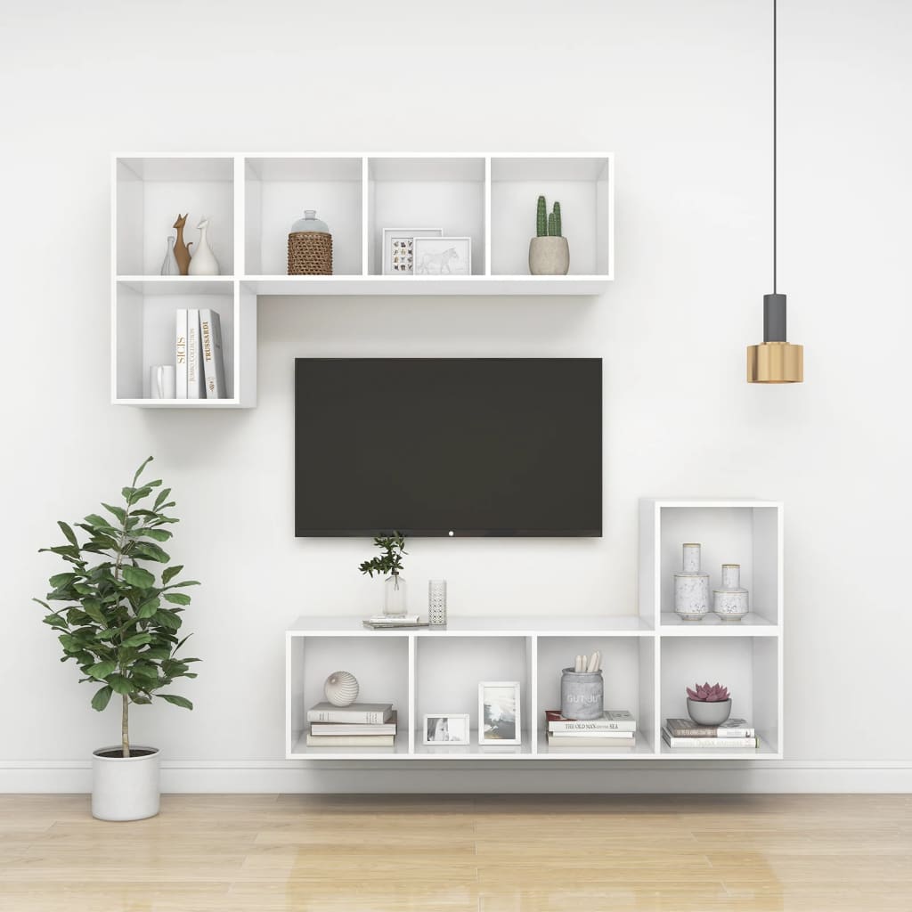 NNEVL Wall Cabinets 4 pcs White 37x37x37 cm Chipboard-4