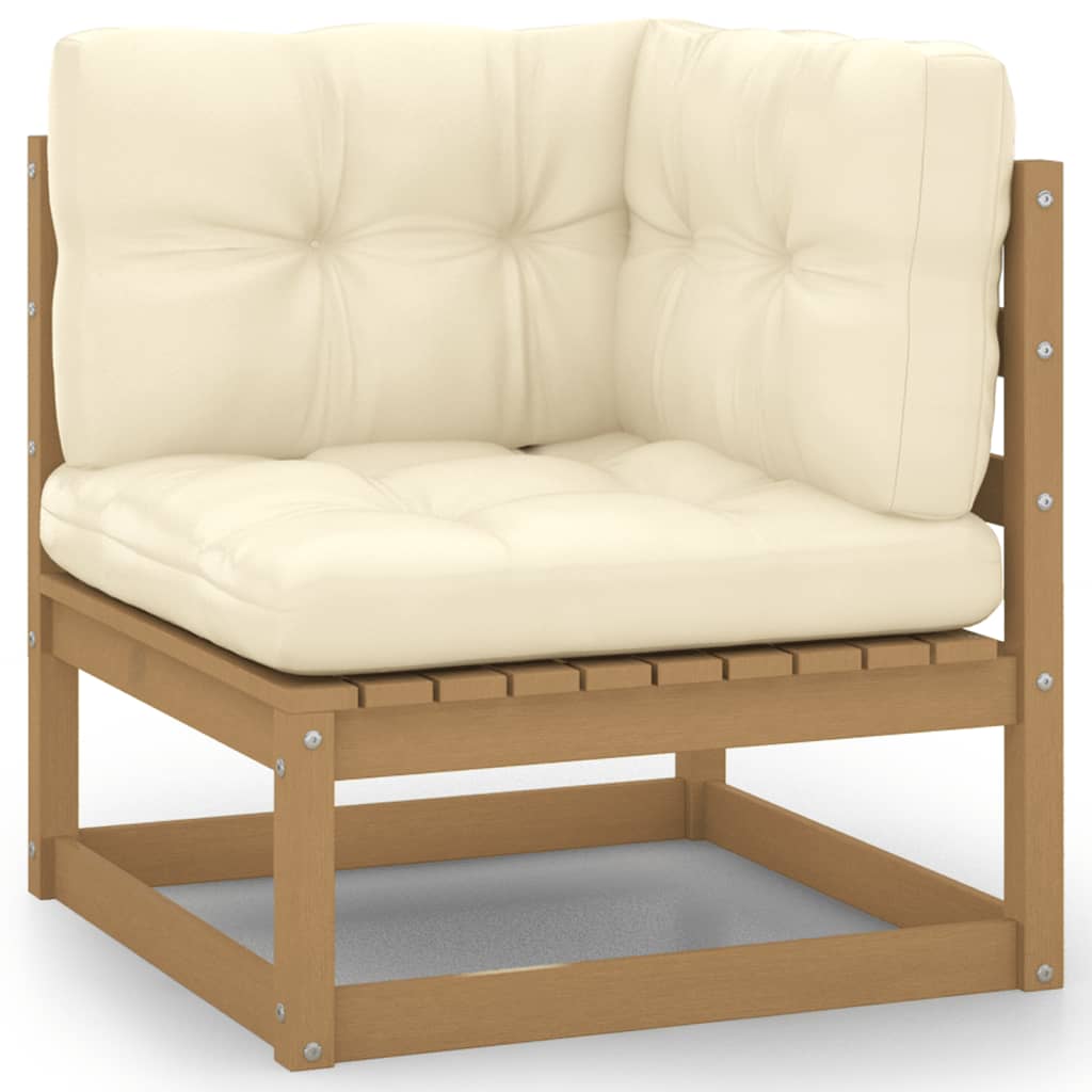 NNEVL Garden 2-Seater Sofa with Cushions Honey Brown Solid Pinewood-1