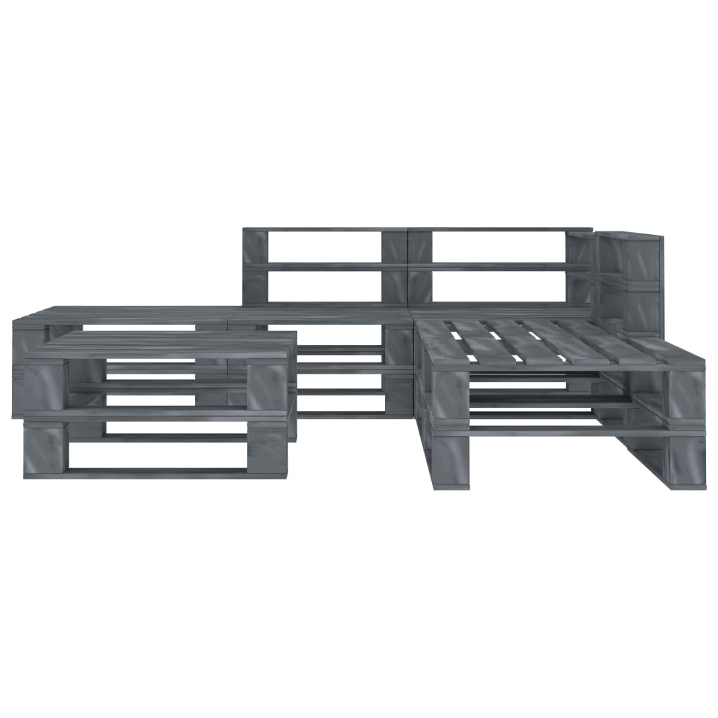 NNEVL 6 Piece Garden Pallet Lounge Set Wood Grey-1