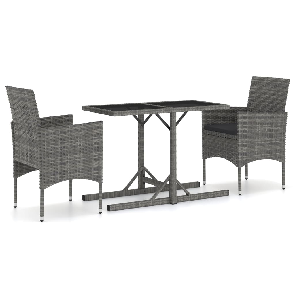 NNEVL 3 Piece Garden Dining Set Grey-1