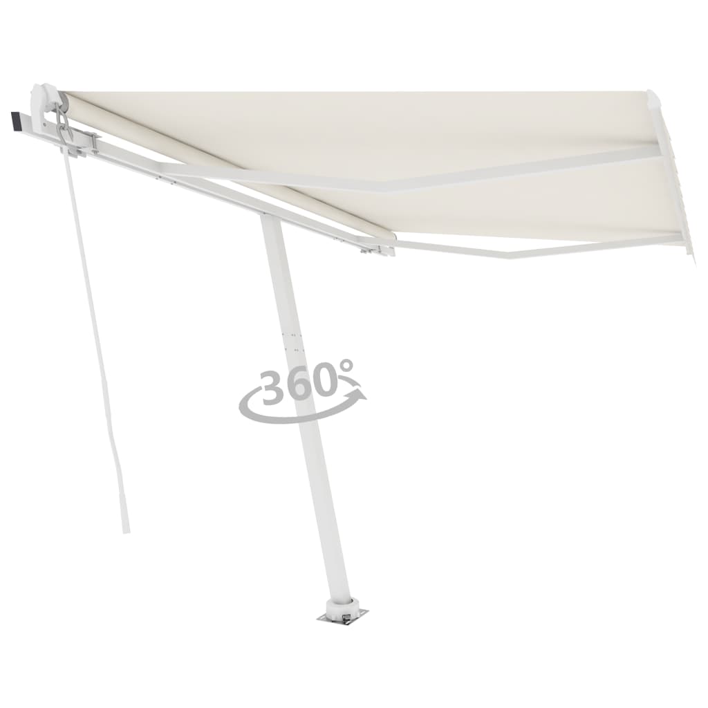 NNEVL Freestanding Manual Retractable Awning 300x250 cm Cream-3