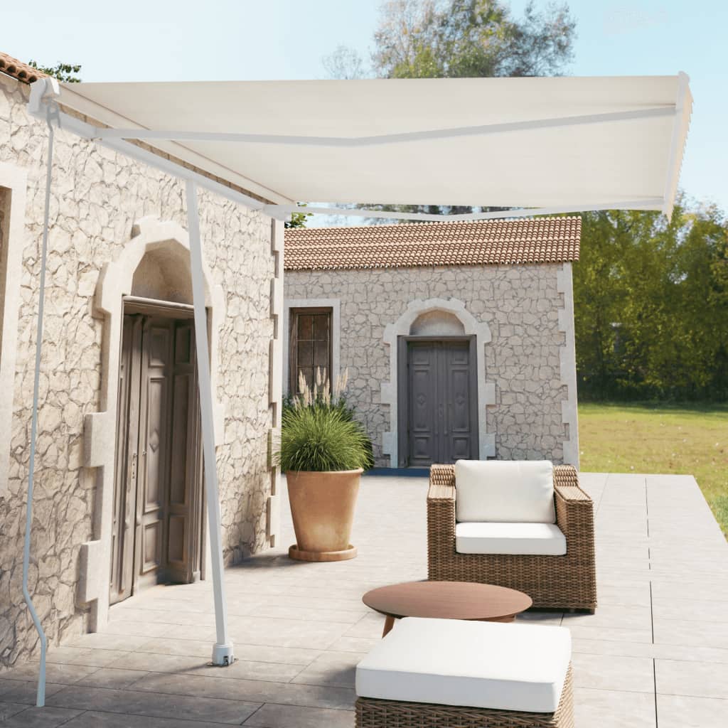 NNEVL Freestanding Manual Retractable Awning 300x250 cm Cream-0