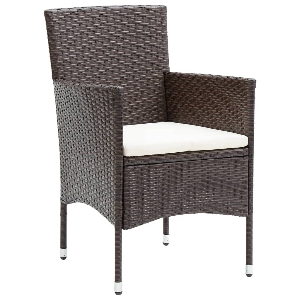 NNEVL 7 Piece Garden Dining Set Poly Rattan Brown-2