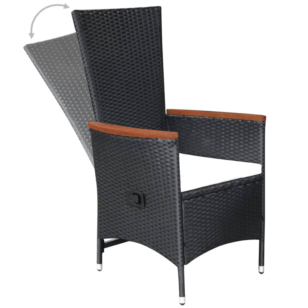 NNEVL 7 Piece Garden Dining Set Poly Rattan Black-4