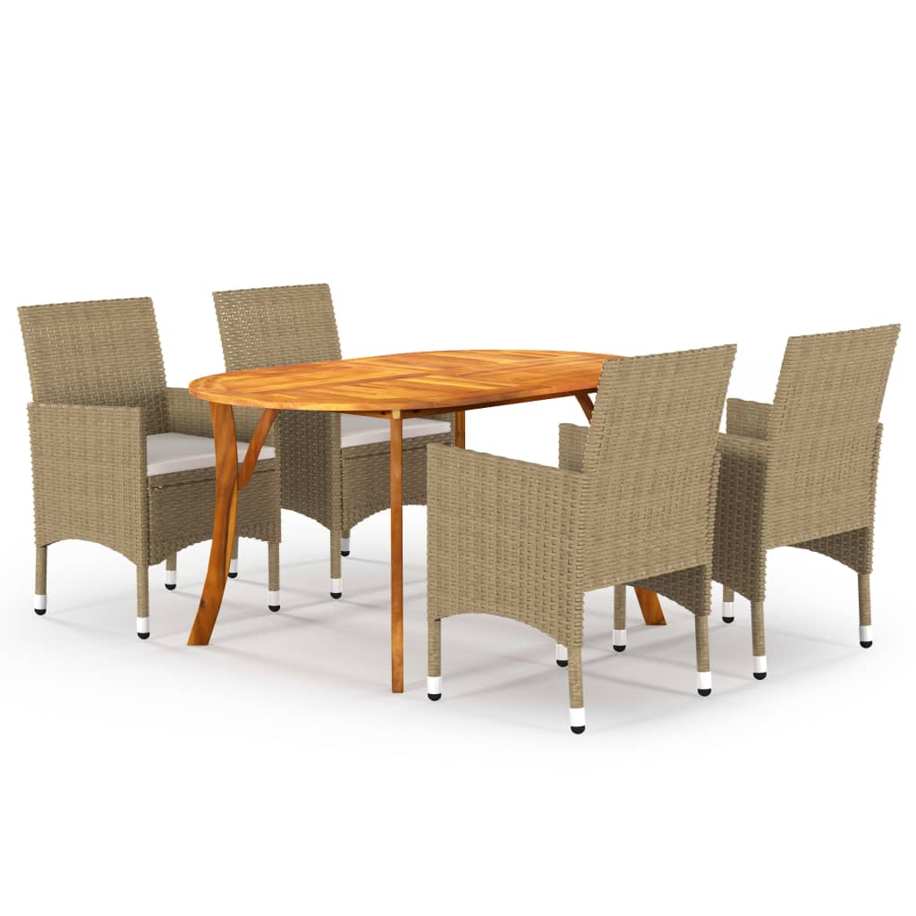 NNEVL 5 Piece Garden Dining Set Beige-0