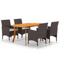 NNEVL 5 Piece Garden Dining Set Brown-0
