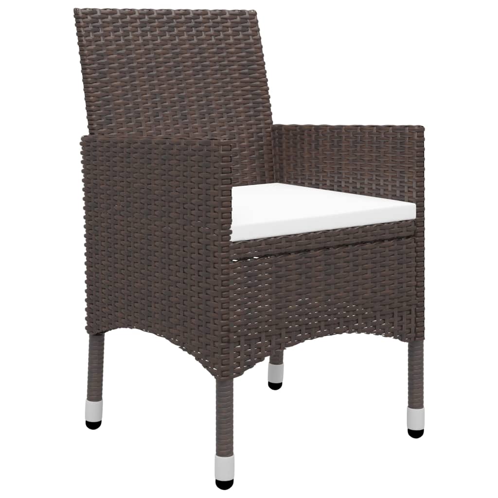 NNEVL 5 Piece Garden Dining Set Brown-3