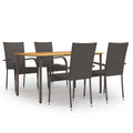 NNEVL 5 Piece Garden Dining Set Poly Rattan Brown-0