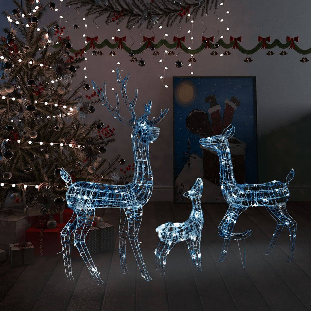 NNEVL Acrylic Reindeer Family Christmas Decoration 300 LED Cold White-0