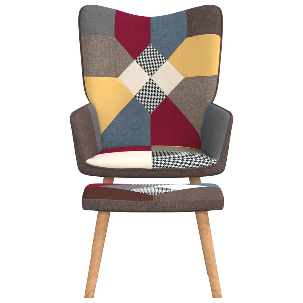 NNEVL Relaxing Chair with a Stool Patchwork Fabric-2