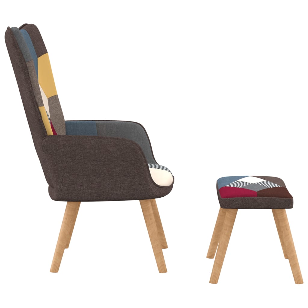 NNEVL Relaxing Chair with a Stool Patchwork Fabric-3