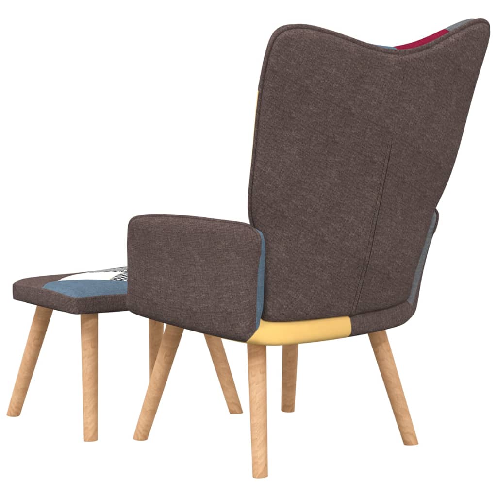 NNEVL Relaxing Chair with a Stool Patchwork Fabric-4
