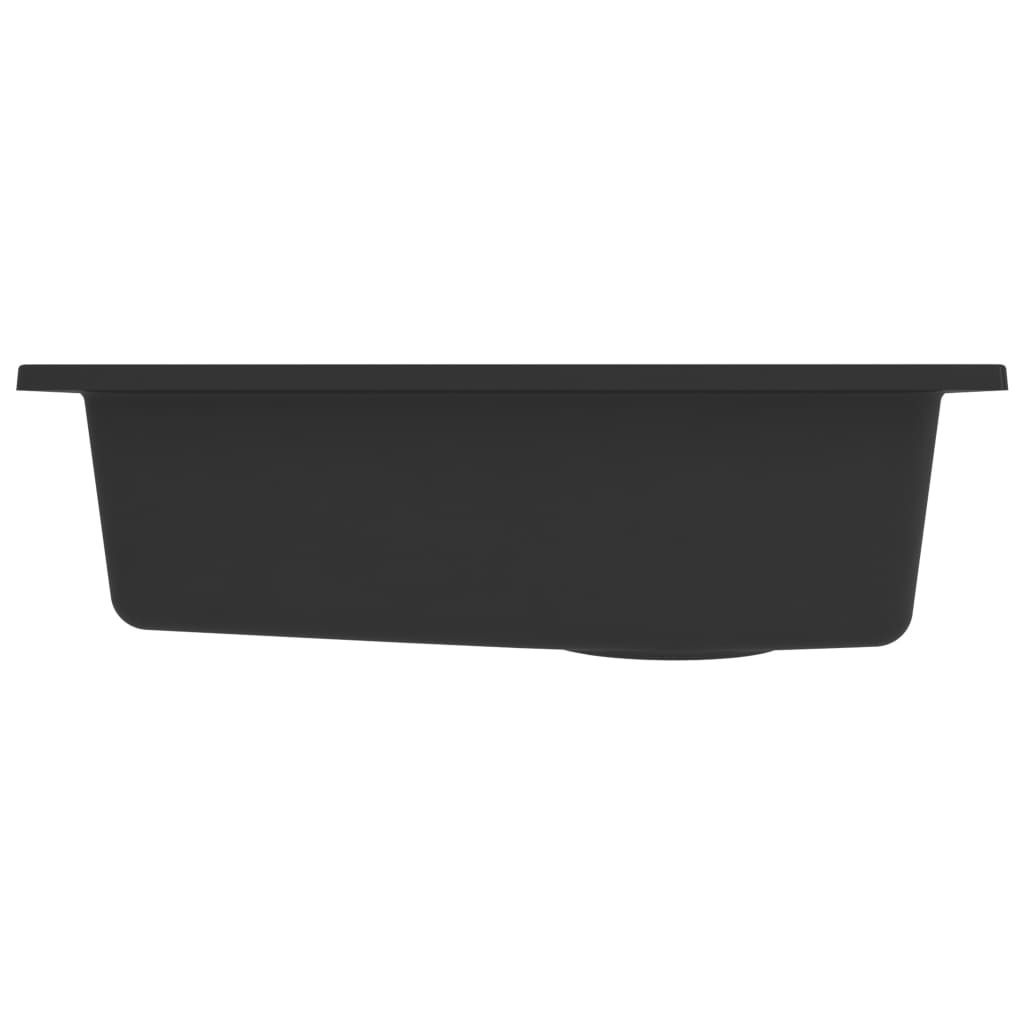 NNEVL Kitchen Sink with Overflow Hole Black Granite-2