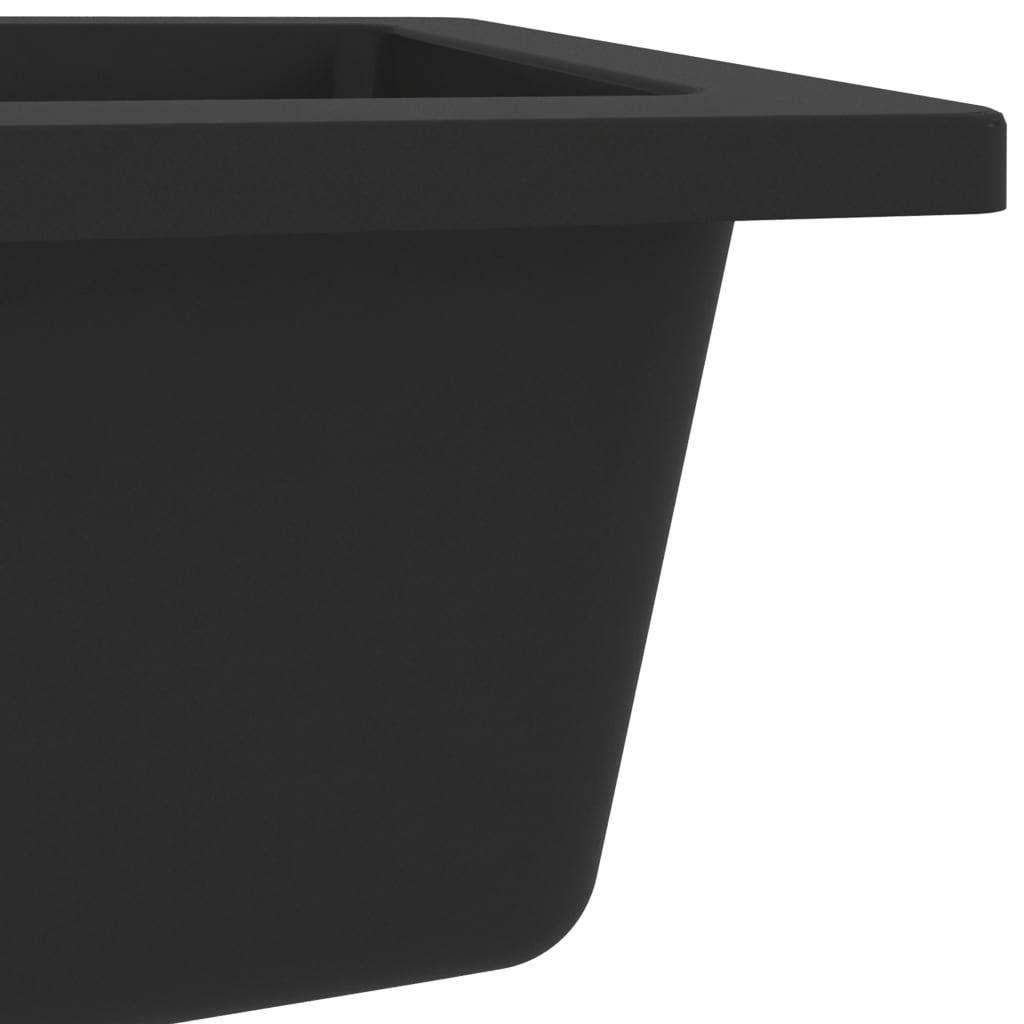 NNEVL Kitchen Sink with Overflow Hole Black Granite-3