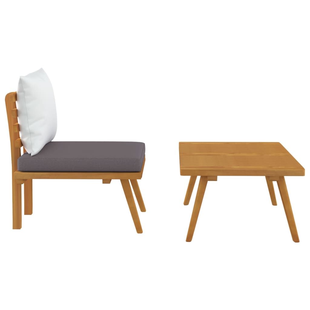 NNEVL 2 Piece Garden Lounge Set with Cushions Solid Acacia Wood-3