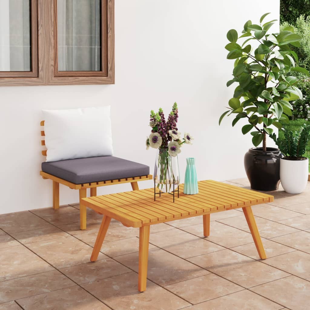 NNEVL 2 Piece Garden Lounge Set with Cushions Solid Acacia Wood-0