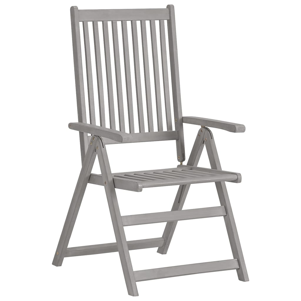 NNEVL Garden Reclining Chairs 8 pcs Grey Solid Wood Acacia-1