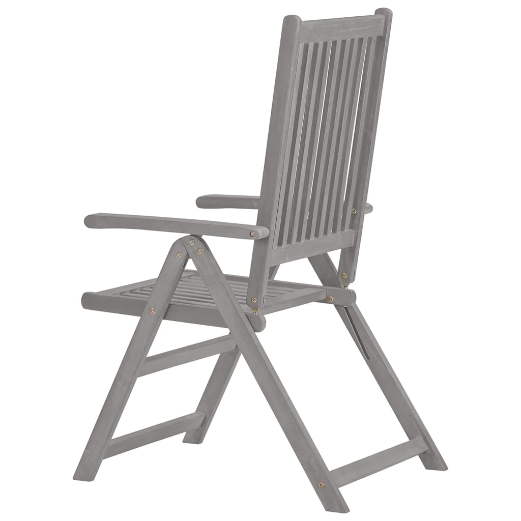 NNEVL Garden Reclining Chairs 8 pcs Grey Solid Wood Acacia-4