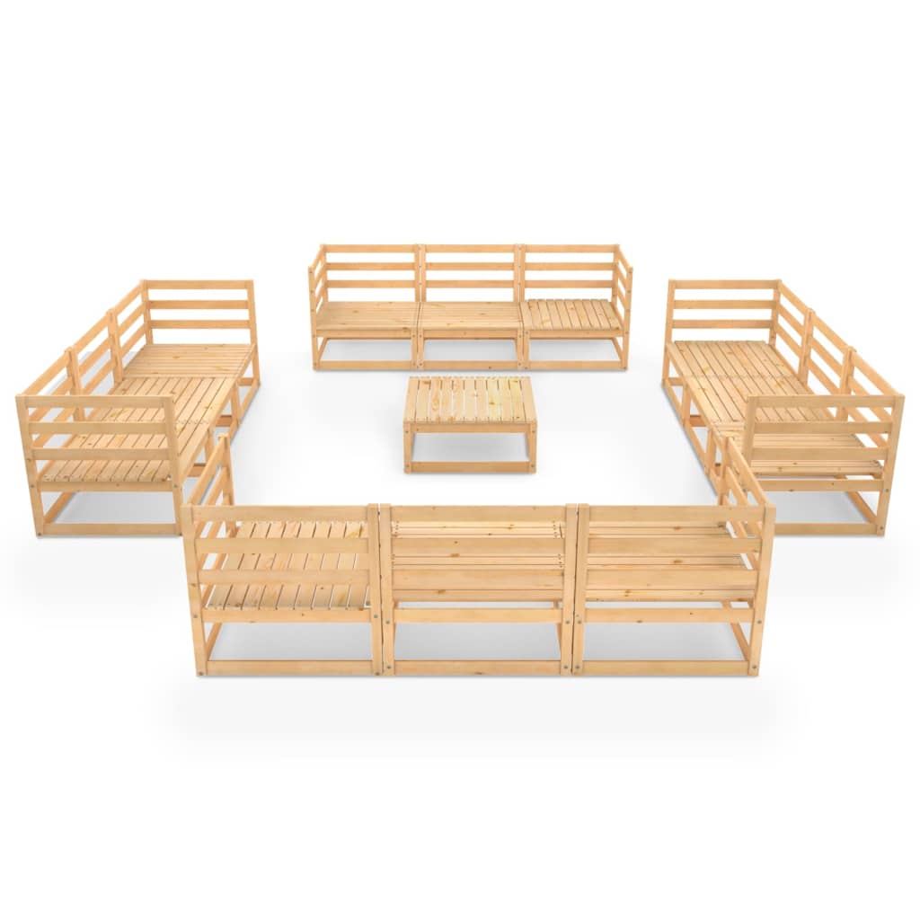 NNEVL 13 Piece Garden Lounge Set Solid Pinewood-2