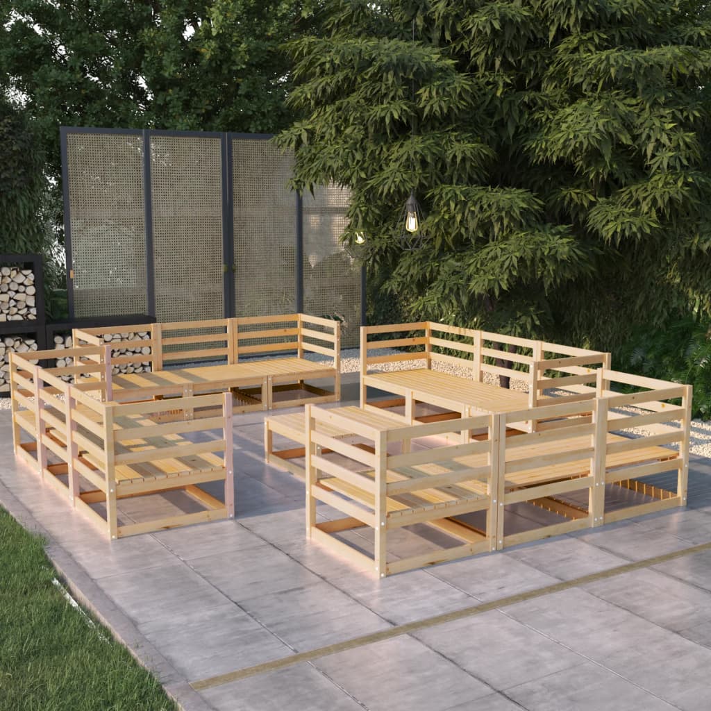 NNEVL 13 Piece Garden Lounge Set Solid Pinewood-0