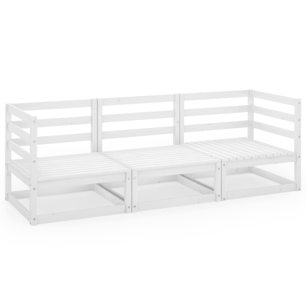 NNEVL Garden 3-Seater Sofa White Solid Pinewood-1