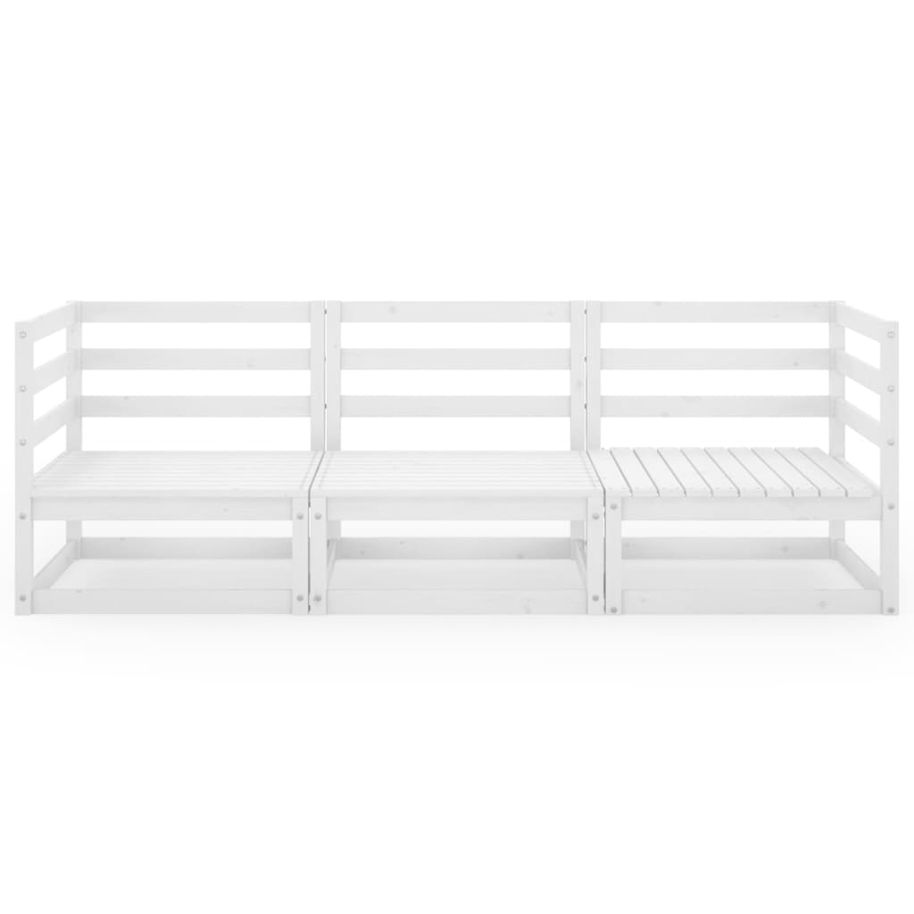 NNEVL Garden 3-Seater Sofa White Solid Pinewood-2