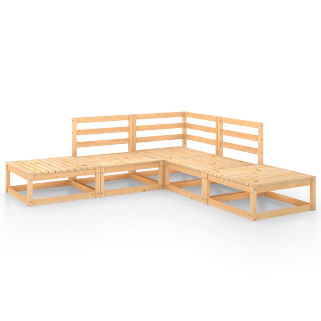 NNEVL 5 Piece Garden Lounge Set Solid Pinewood-1
