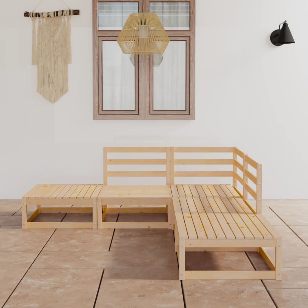 NNEVL 5 Piece Garden Lounge Set Solid Pinewood-0