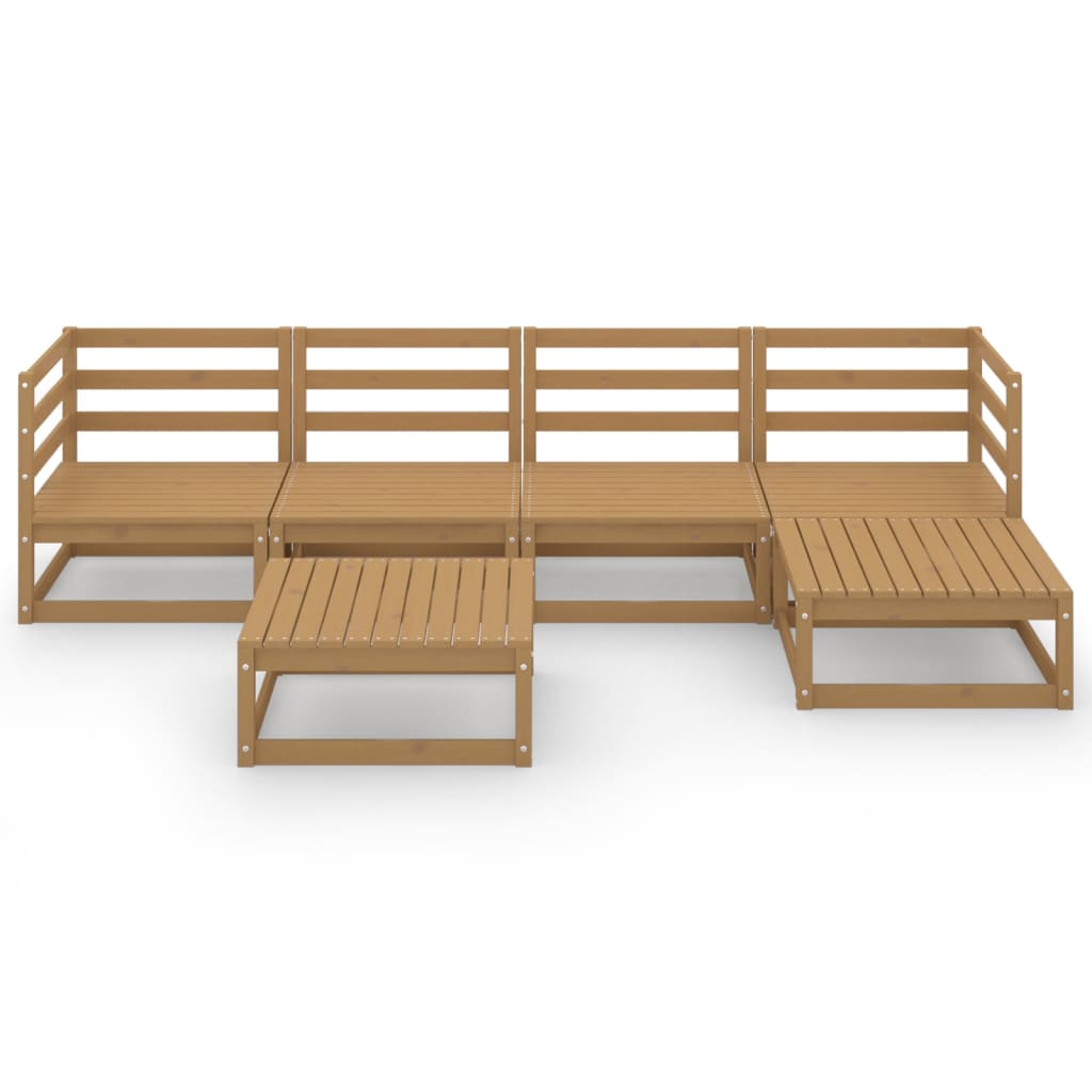 NNEVL 6 Piece Garden Lounge Set Honey Brown Solid Pinewood-2