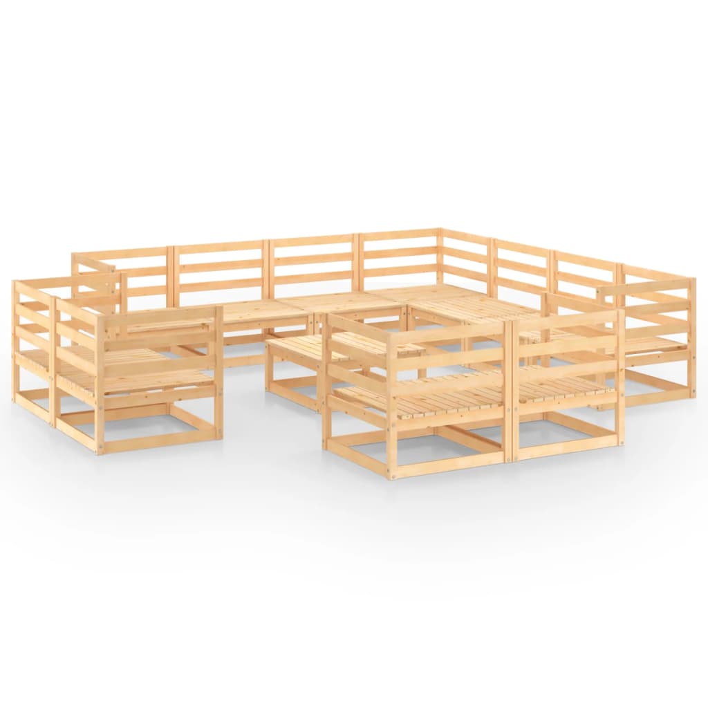 NNEVL 12 Piece Garden Lounge Set Solid Pinewood-1