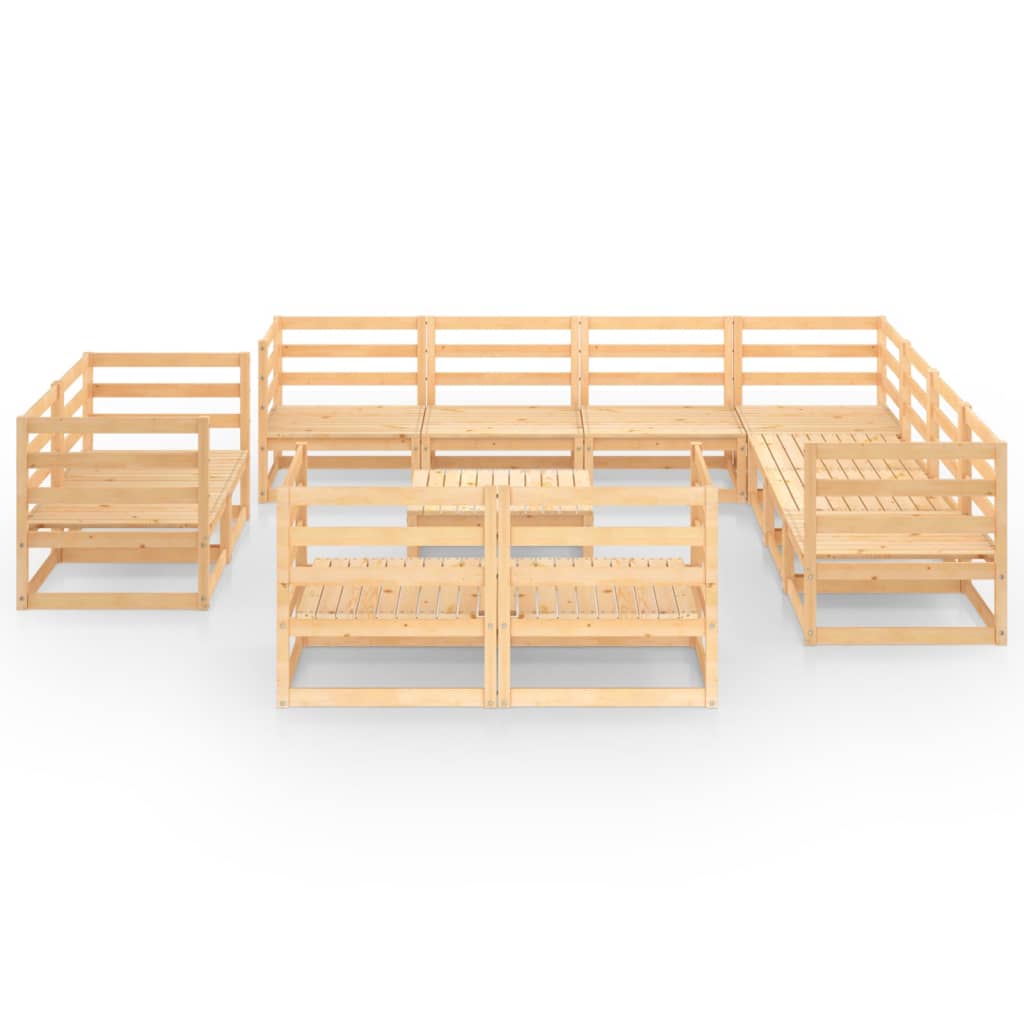 NNEVL 12 Piece Garden Lounge Set Solid Pinewood-2