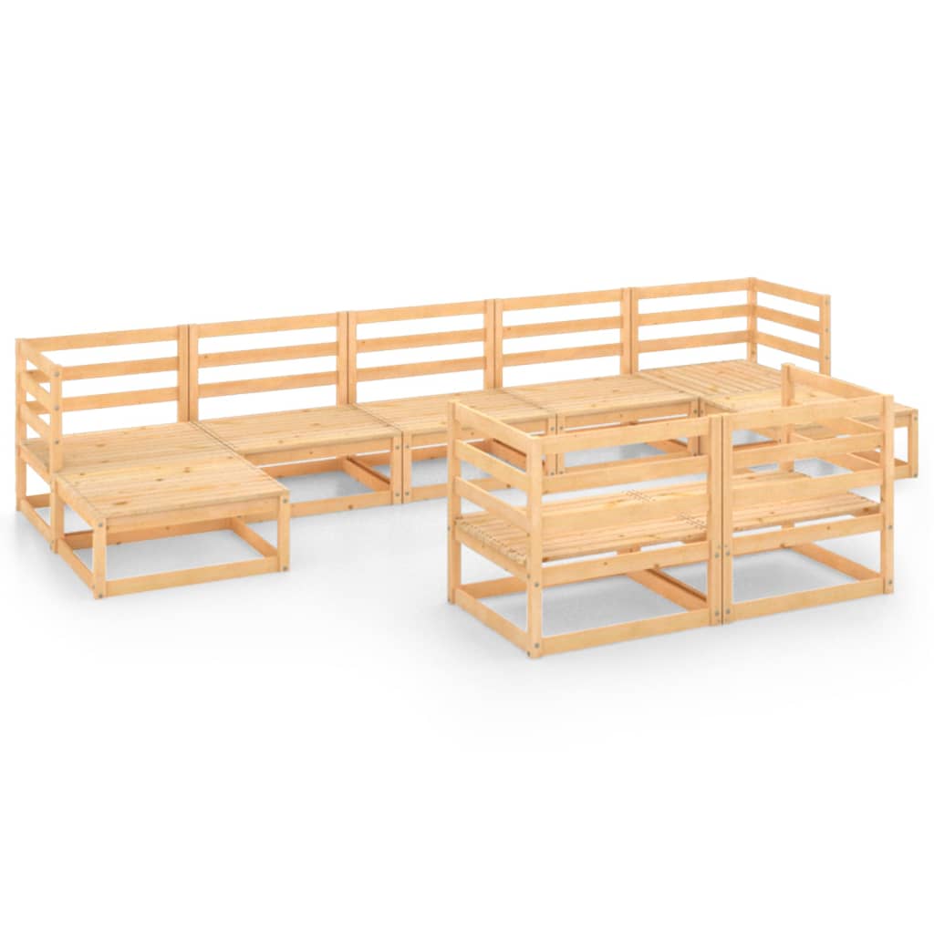 NNEVL 9 Piece Garden Lounge Set Solid Pinewood-1