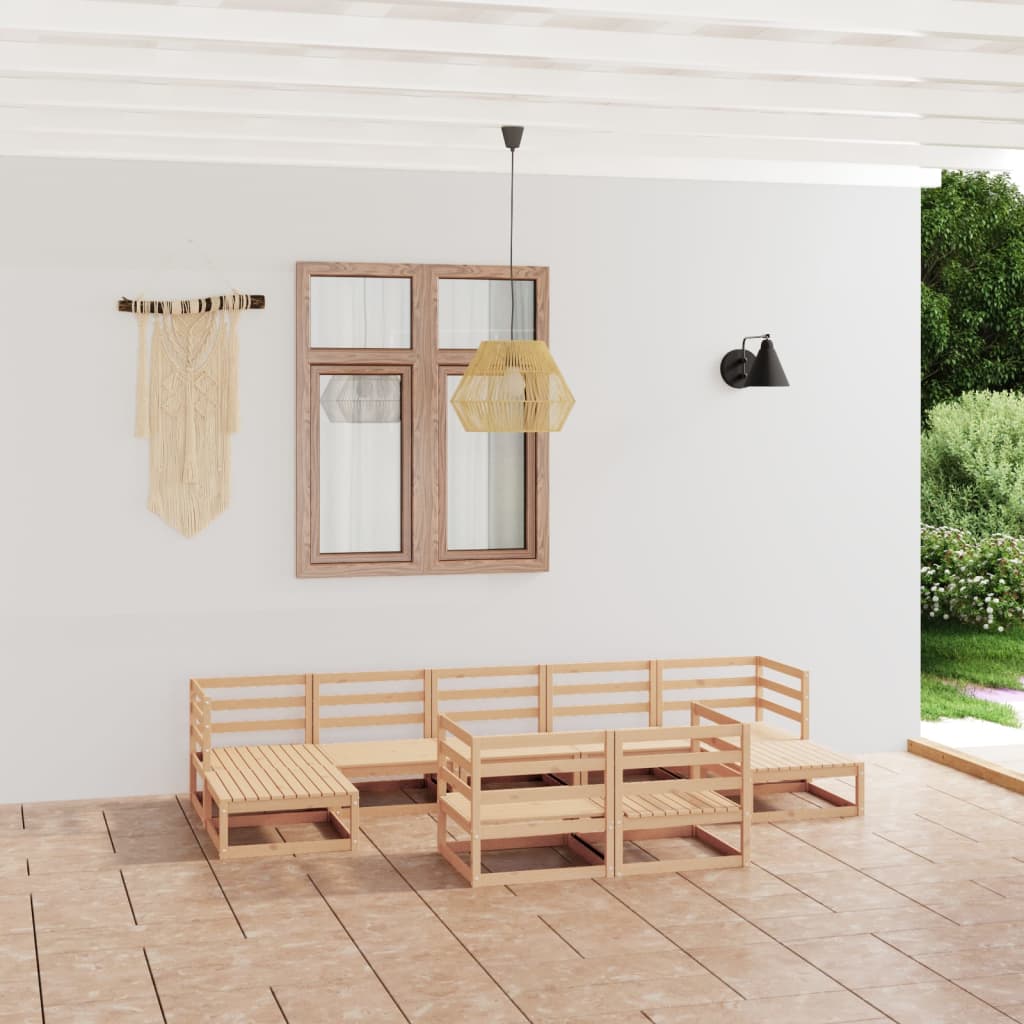 NNEVL 9 Piece Garden Lounge Set Solid Pinewood-0