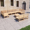 NNEVL 10 Piece Garden Lounge Set Solid Pinewood