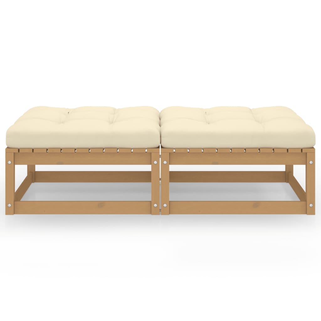 NNEVL Garden Footstools with Cushions 2 pcs Solid Wood Pine-1
