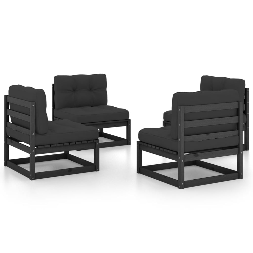 NNEVL 4 Piece Garden Lounge Set with Cushions Solid Pinewood-1