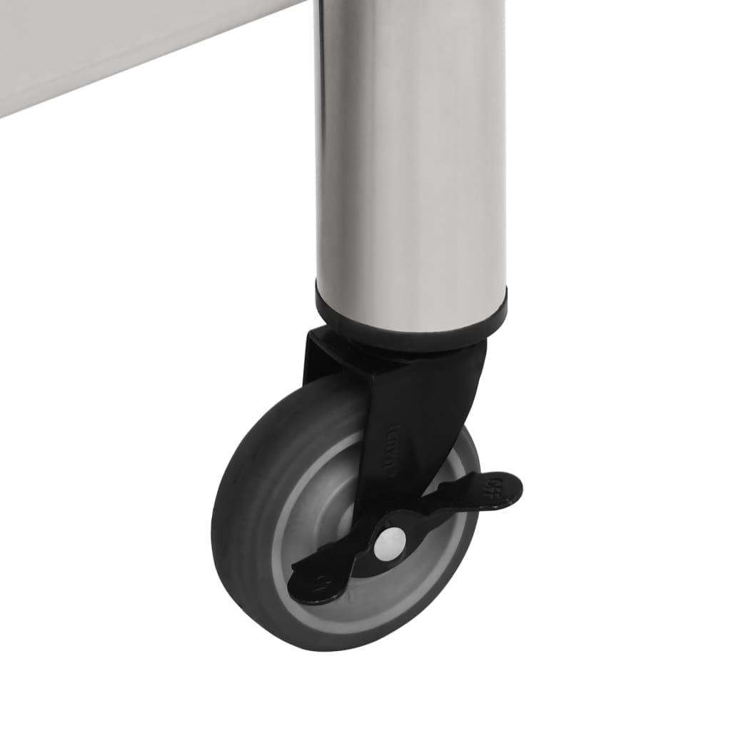 NNEVL Kitchen Work Table with Wheels 60x60x85 cm Stainless Steel-4