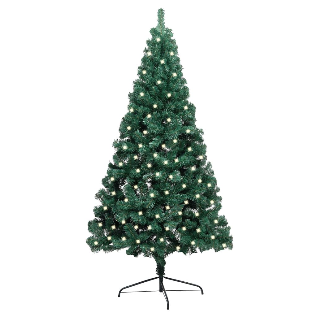 NNEVL Artificial Half Christmas Tree with LED&Stand Green 240 cm PVC-0