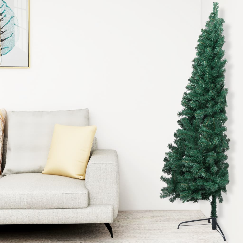 NNEVL Artificial Half Christmas Tree with LED&Stand Green 240 cm PVC-1