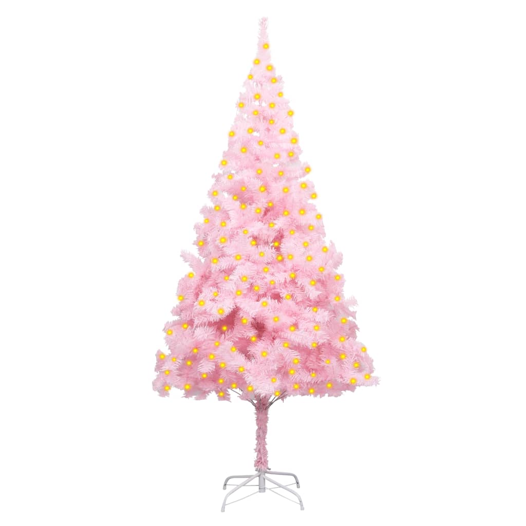 NNEVL Artificial Christmas Tree with LEDs&Stand Pink 210 cm PVC-0