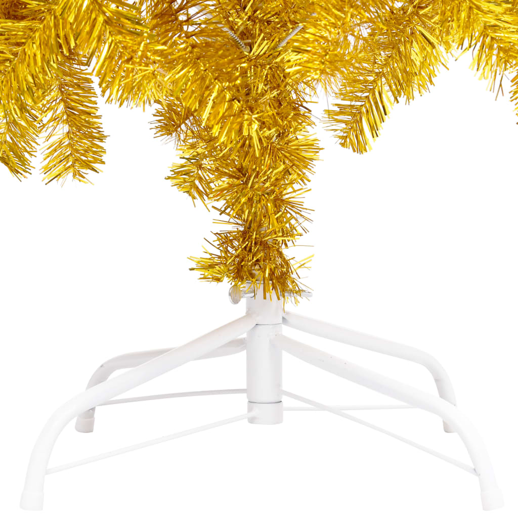 NNEVL Artificial Christmas Tree with LEDs&Stand Gold 210 cm PET-4