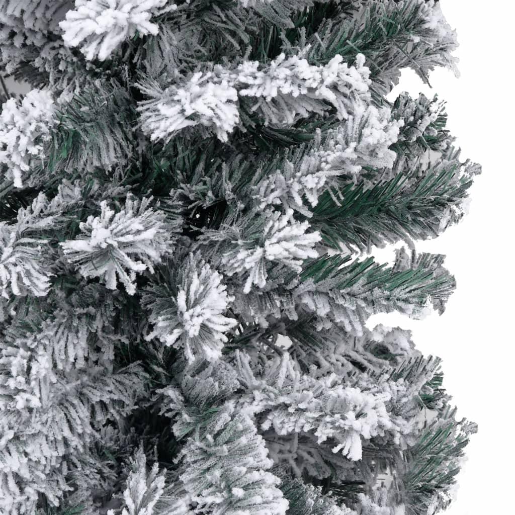 NNEVL Slim Christmas Tree with LEDs&Flocked Snow Green 210 cm PVC-4