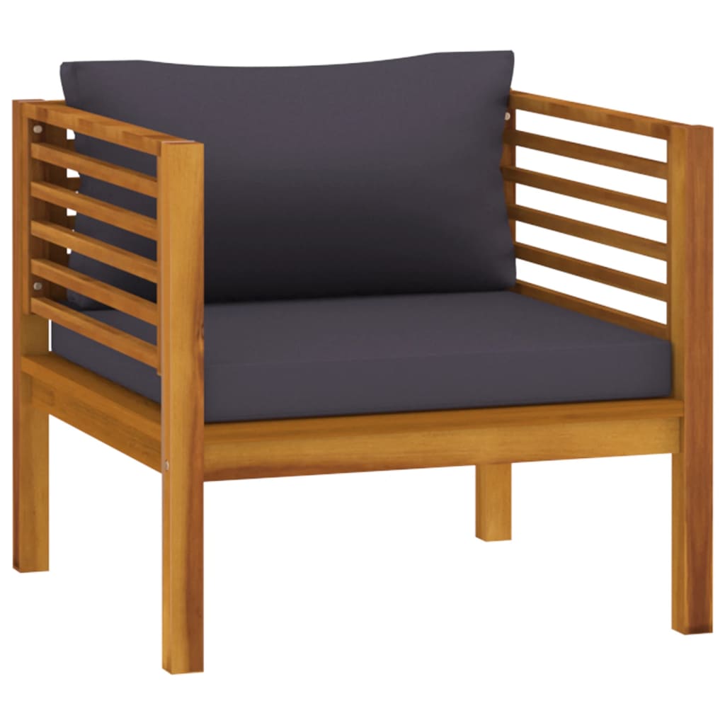 NNEVL Garden Chair with Dark Grey Cushions Solid Acacia Wood-1