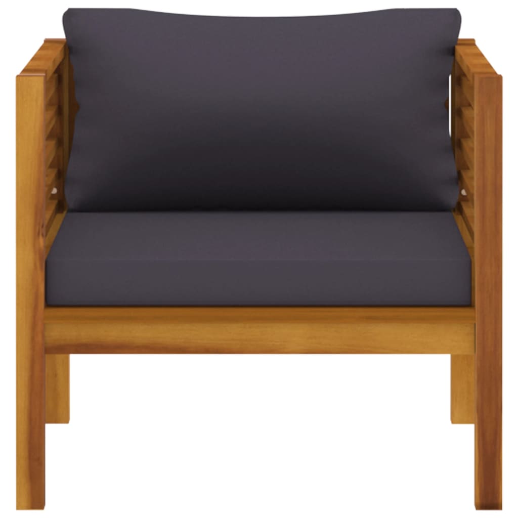 NNEVL Garden Chair with Dark Grey Cushions Solid Acacia Wood-2
