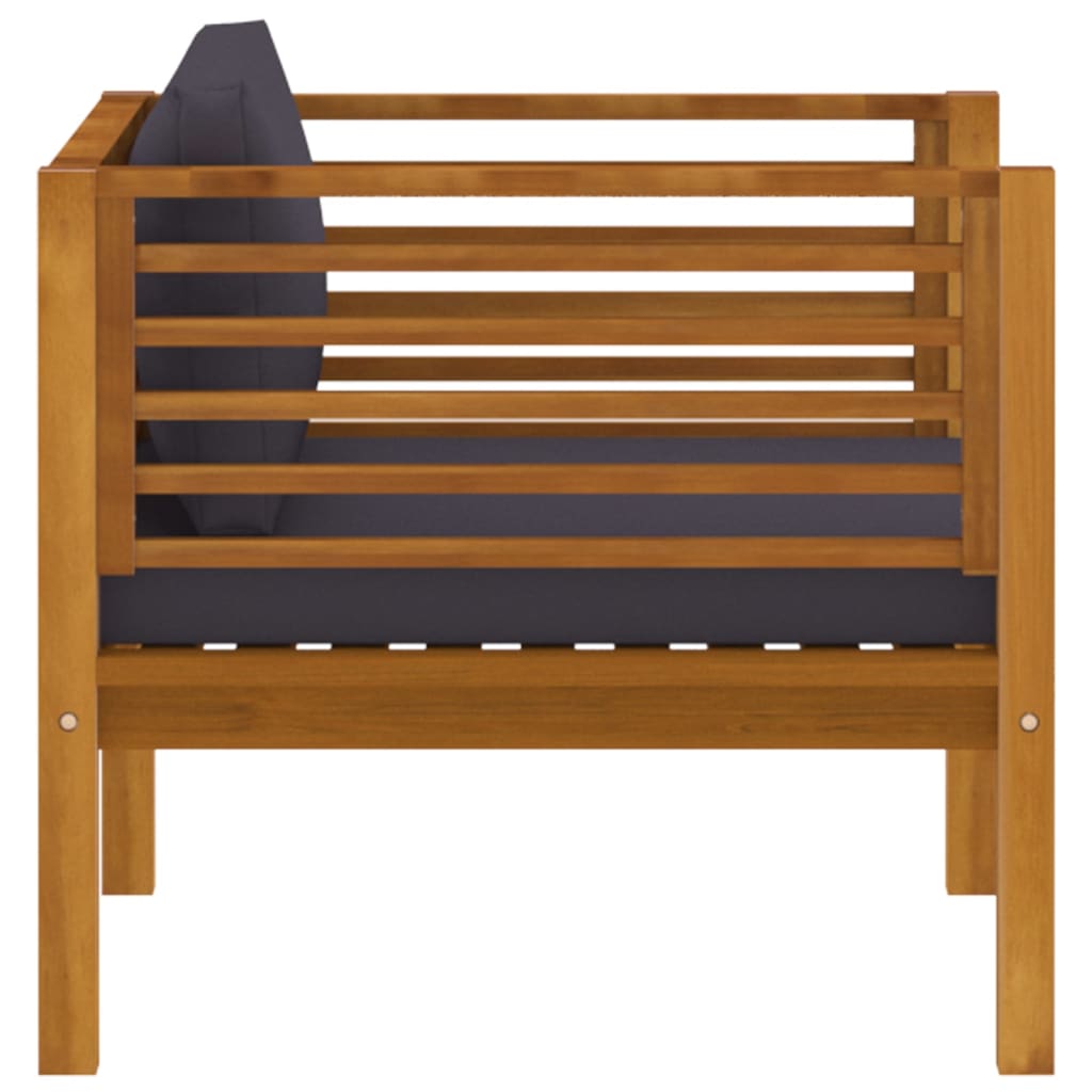 NNEVL Garden Chair with Dark Grey Cushions Solid Acacia Wood-3