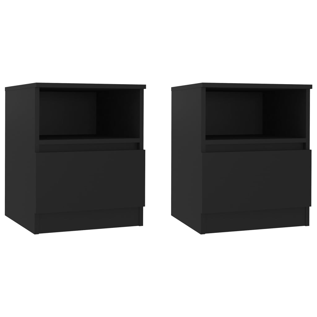 NNEVL Bed Cabinets 2 pcs Black 40x40x50 cm Chipboard-1